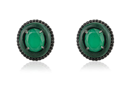 Malachite Chalcedony Studs