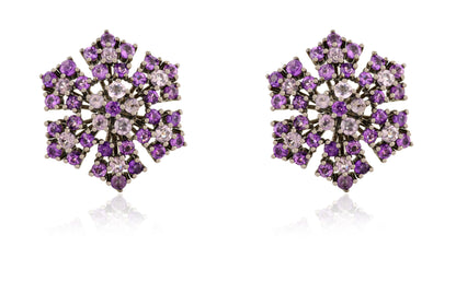 Amethyst Flower Studs