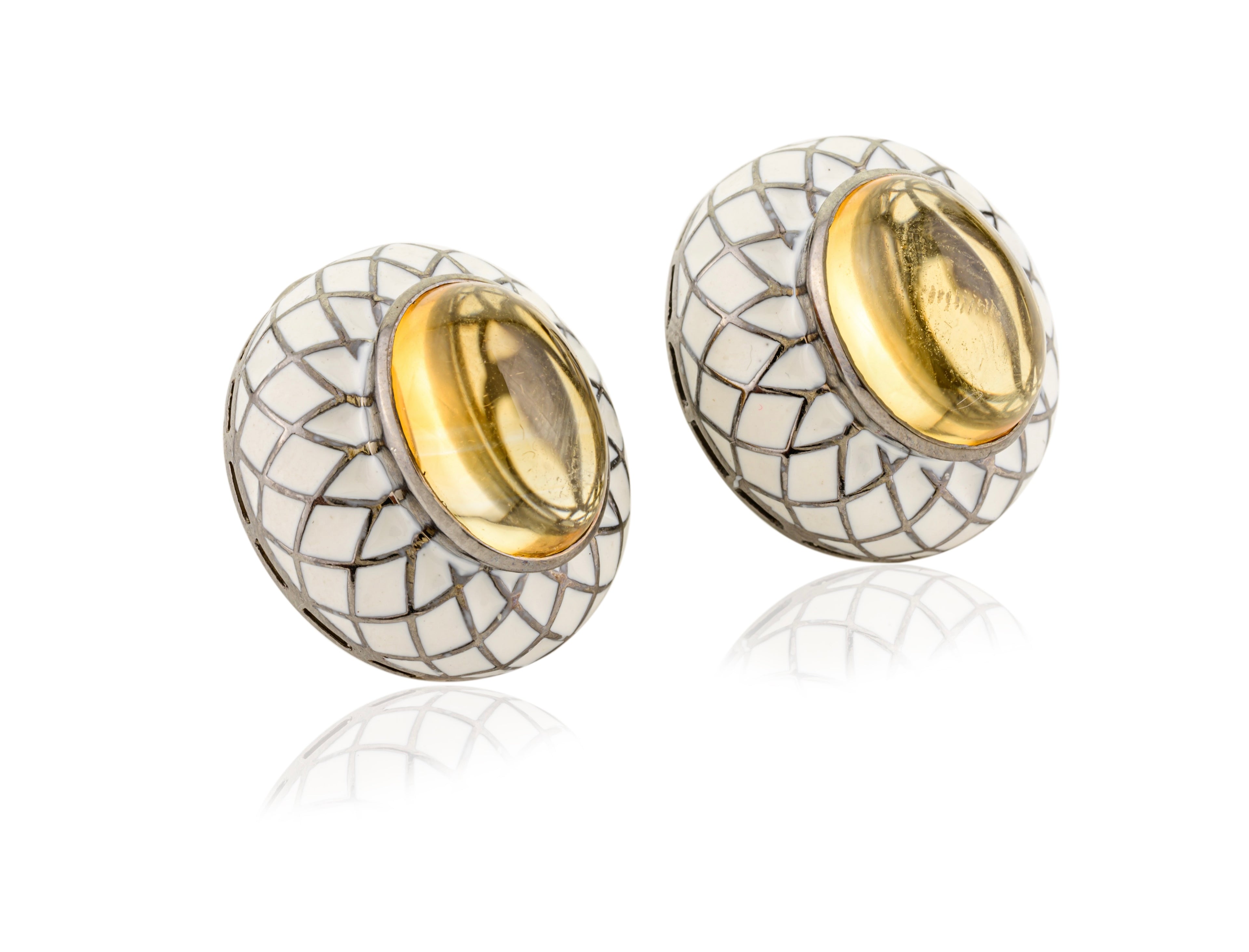 French Enamel Citrine Earrings