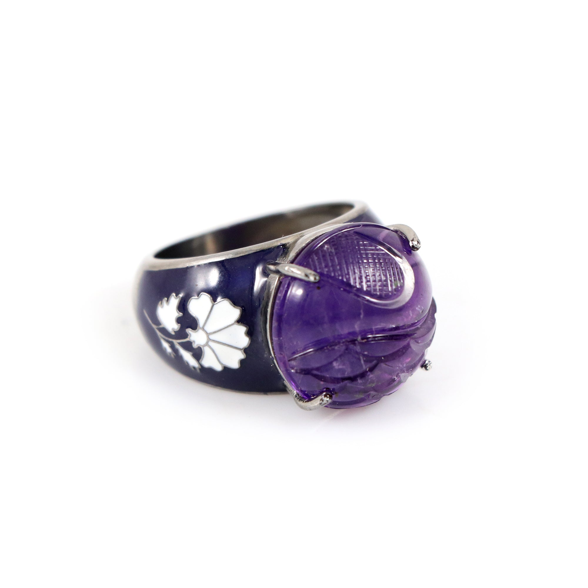 Carved Amethyst Ring