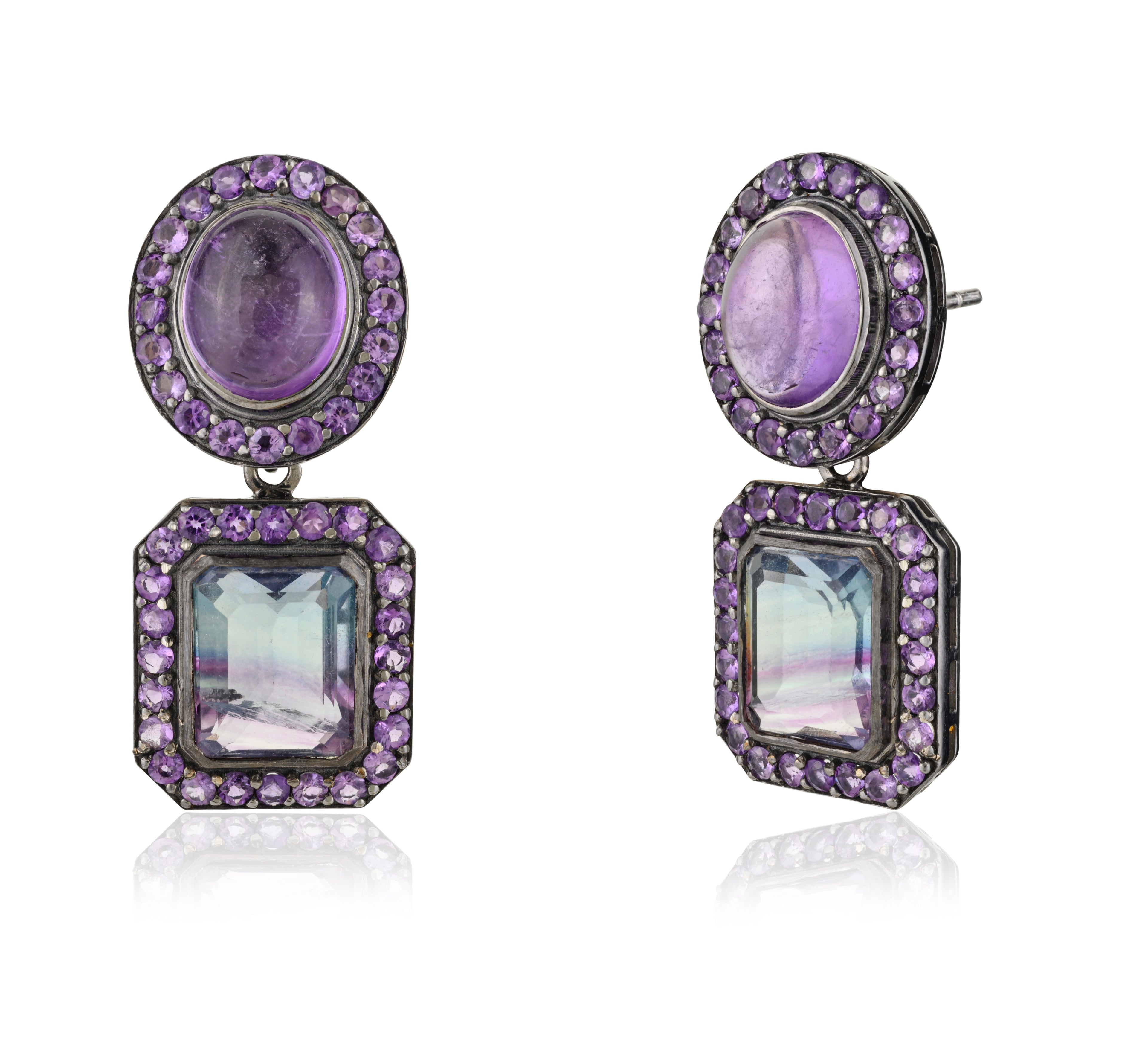 Fluorite Amethyst Earrings