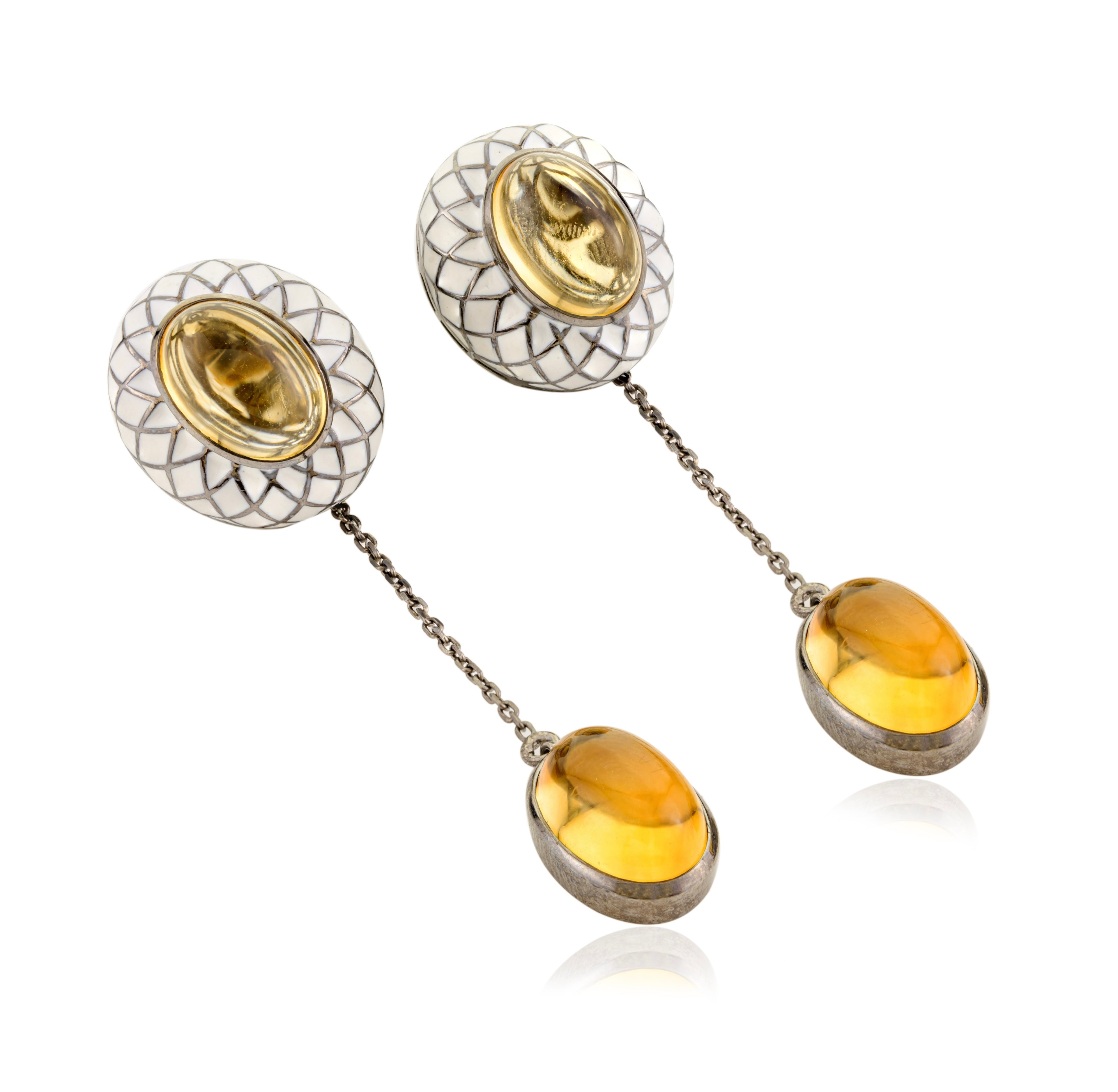 French Enamel Citrine Earrings
