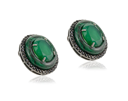 Malachite Chalcedony Studs