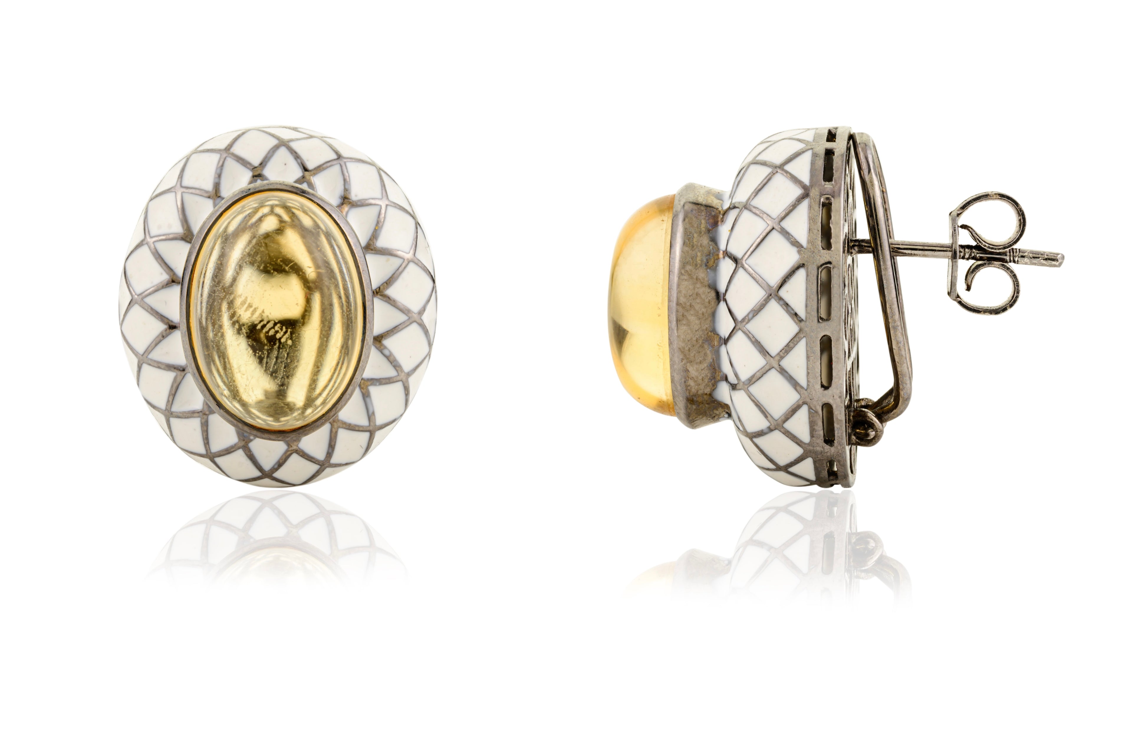 French Enamel Citrine Earrings
