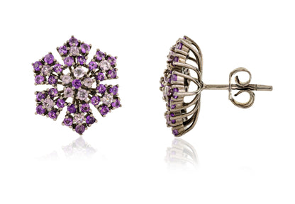 Amethyst Flower Studs