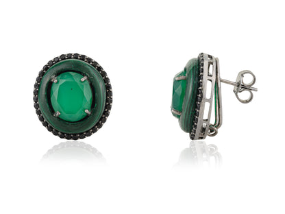 Malachite Chalcedony Studs