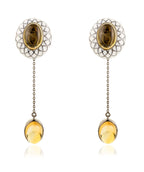 French Enamel Citrine Earrings
