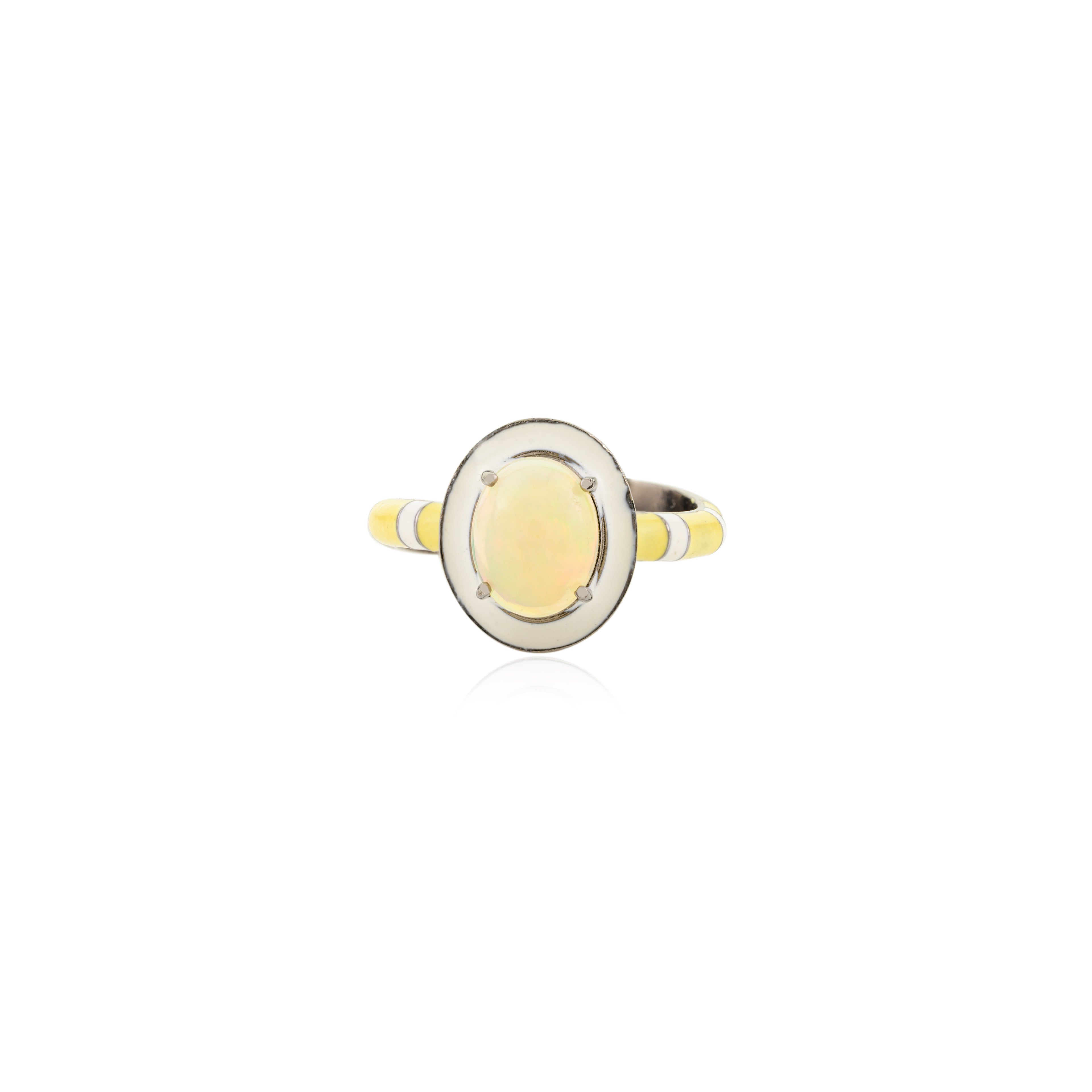 Yellow Opal Stripe Ring