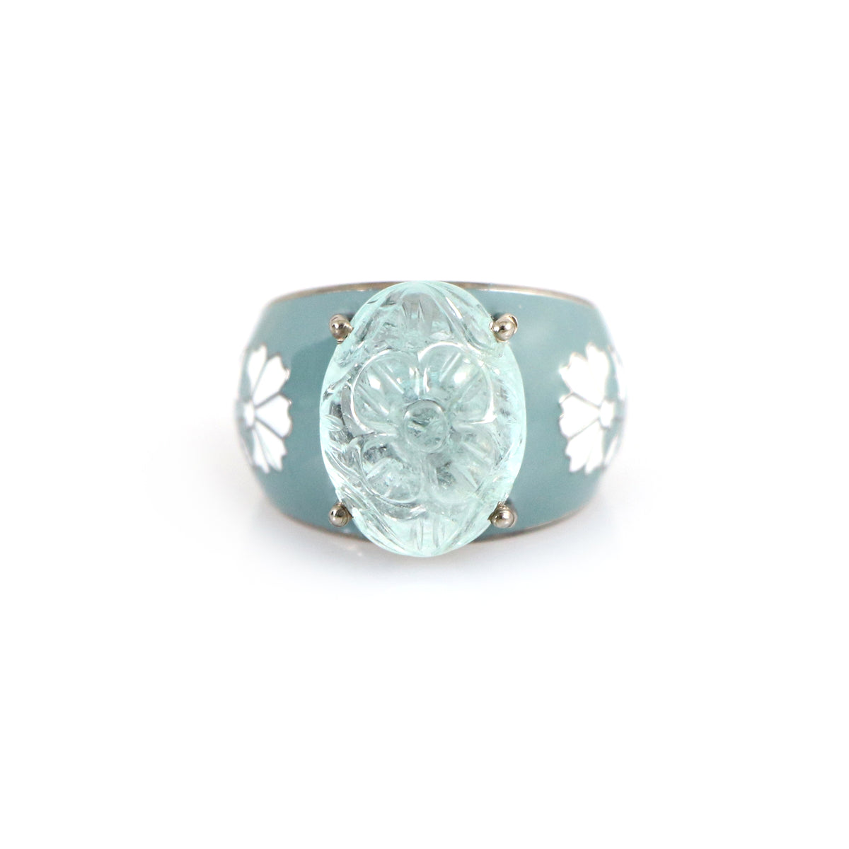 Green Aqua Pottery Ring