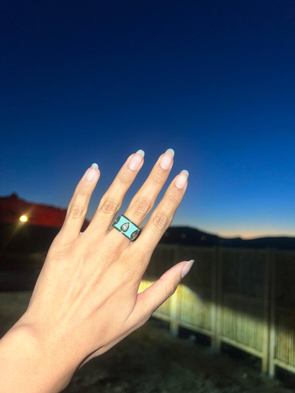 Prasiolite Enamel Band