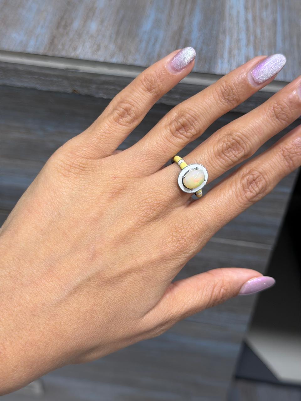 Yellow Opal Stripe Ring