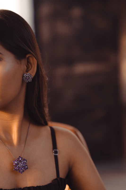 Amethyst Flower Studs