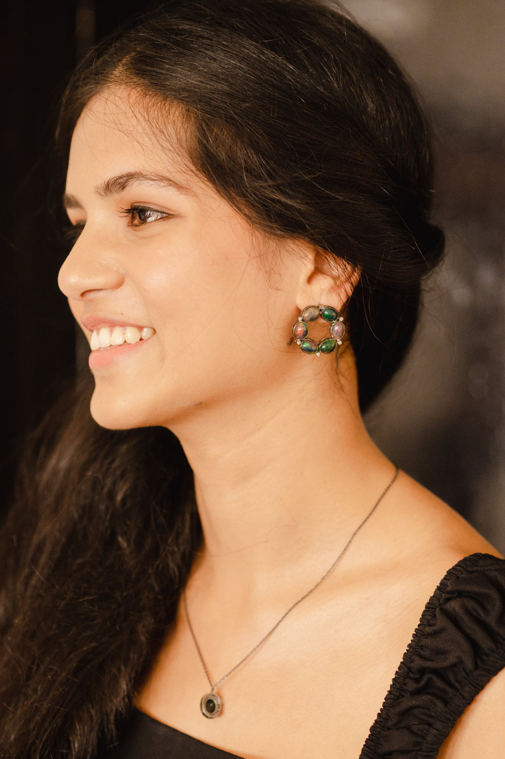 Black Opal Hoops