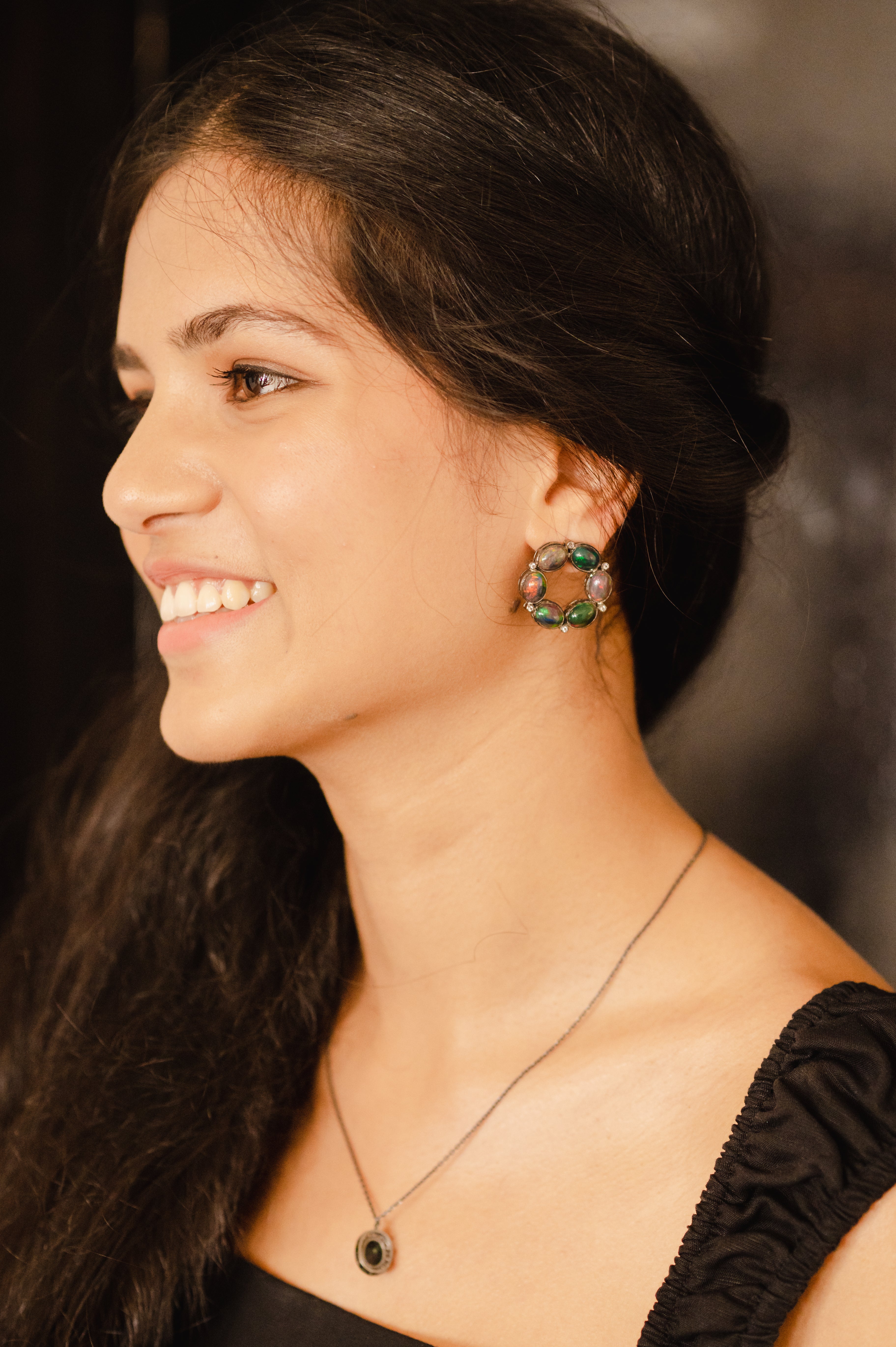 Black Opal Hoops