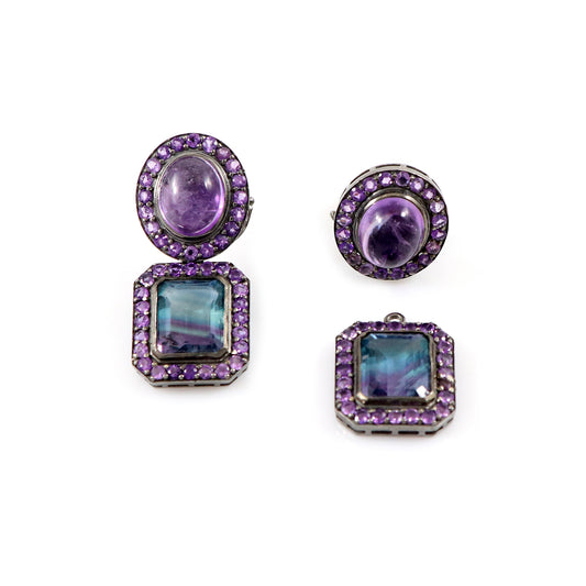 Fluorite Amethyst Earrings