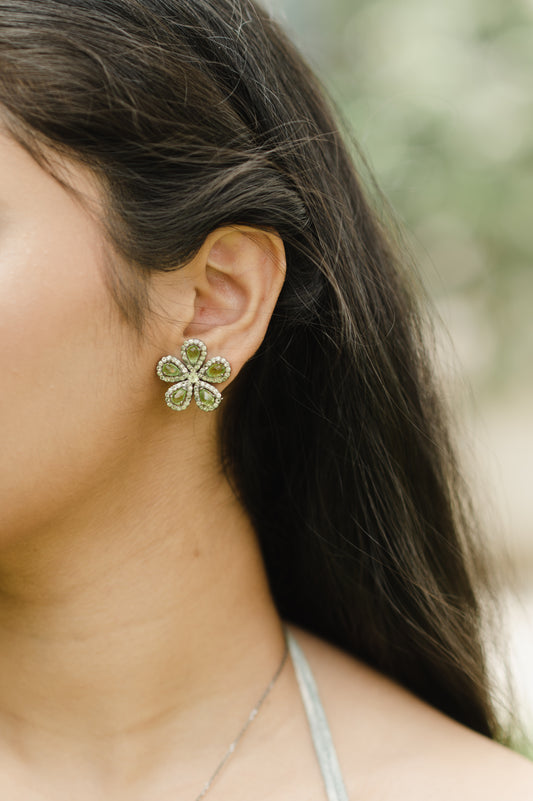 Peridot Flower Studs